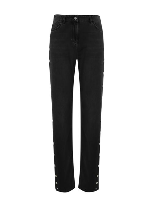 Jeans dritto in cotone con bottoni laterali Elisabetta Franchi | PJ28N46E2102